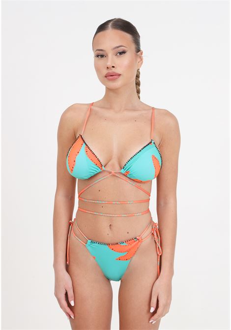 Women's triangle bikini and adjustable Brazilian briefs with exotic pattern ME FUI | MF24-0430X1.